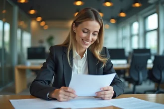 Femme d affaires en réunion dans un bureau moderne