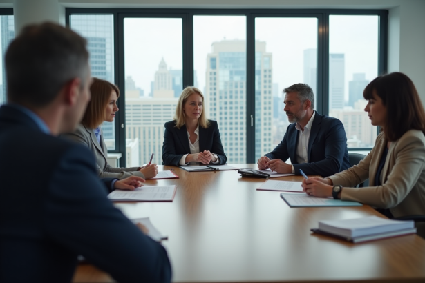 Groupe d adultes en formation dans un bureau moderne