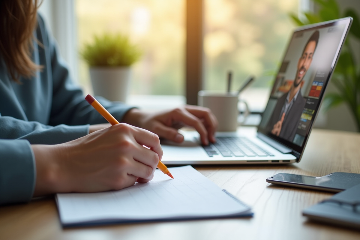 Mains prenant des notes lors d