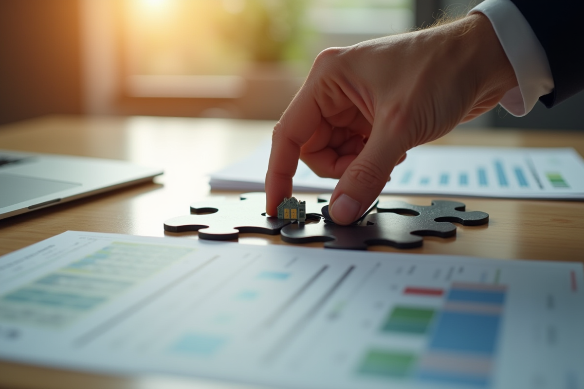 Main plaçant la dernière pièce d’un puzzle d’investissements financiers